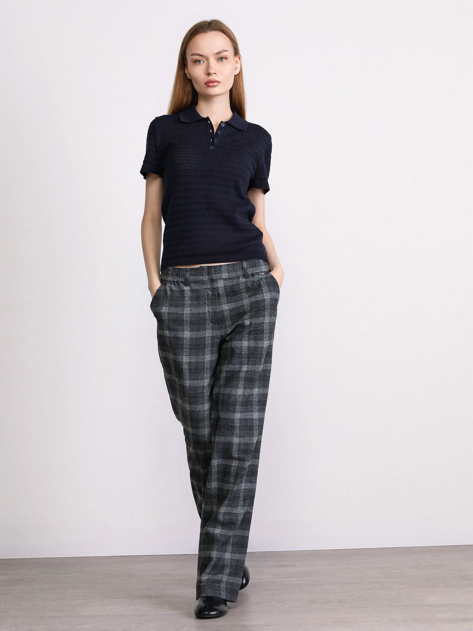 Джемпер-поло из натурального хлопка прилегающего кроя